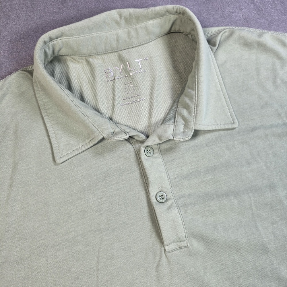 BYLT Mens Polo Shirt Mint Green Size‎ Large Drop Cut Lux Short Sleeve
